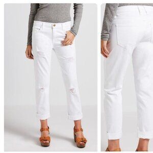 Current/Elliott The Fling Sugar Destroy Distressed White Skinny Jeans Pants